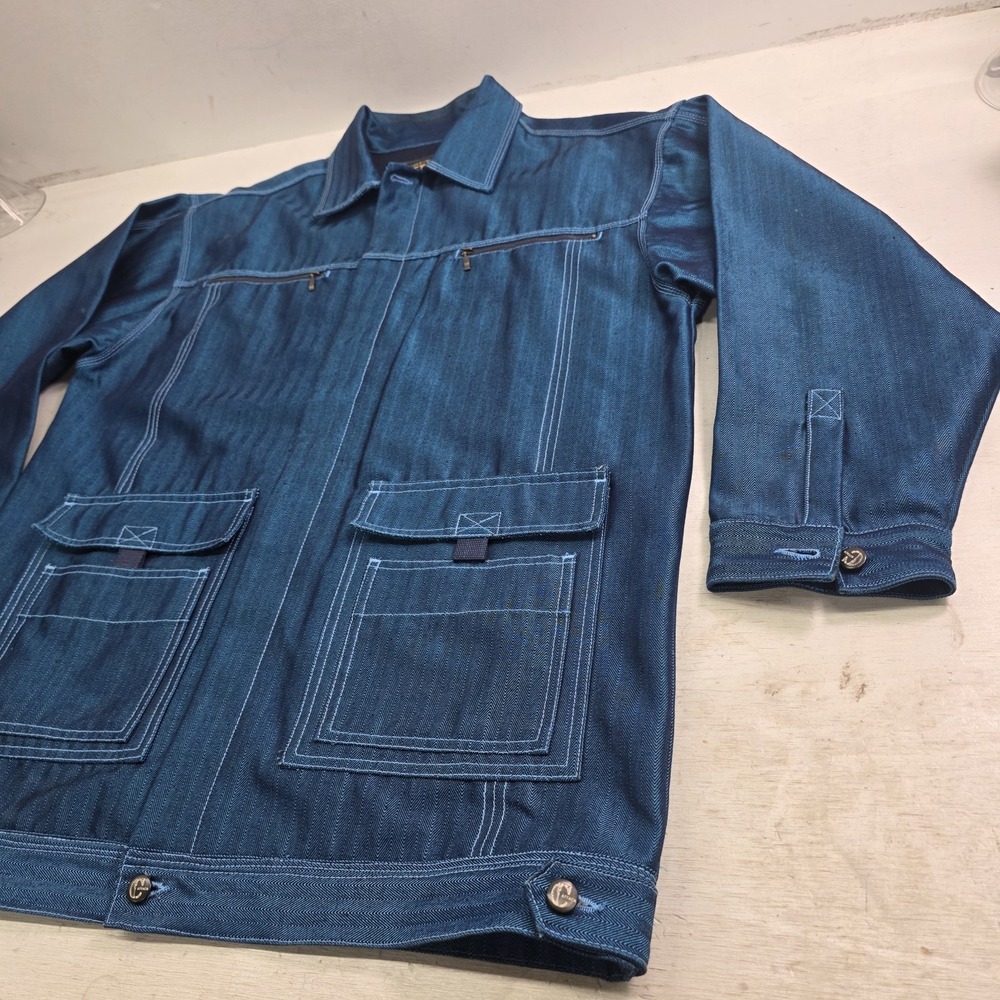 Vintage Counter Attack Denim‎ Jacket Metallic Blue Streetwear Men's XL Rare EUC - Picture 4 of 16